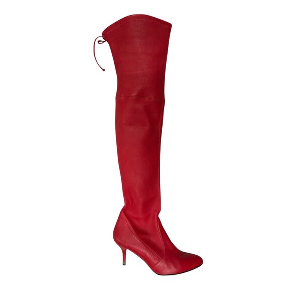 Stuart Weitzman Red Almond Toe Knee High Boots 39.5 - Picture 1 of 6